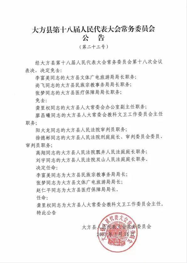 大方党建最新任免公示出炉